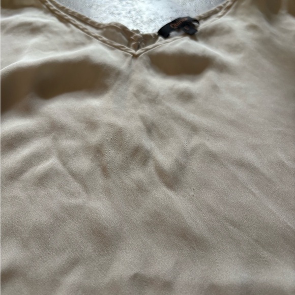Quince Cream Silk V-Neck Blouse Size L - Picture 4 of 7